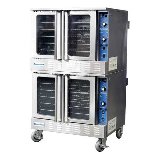 Standard Range SR-COE-DBL-208 Double Deck Full Size Electric Convection Oven - 208V, 3PH, designed for high-capacity cooking in commercial kitchens, offering versatile baking and roasting with dual oven spaces.