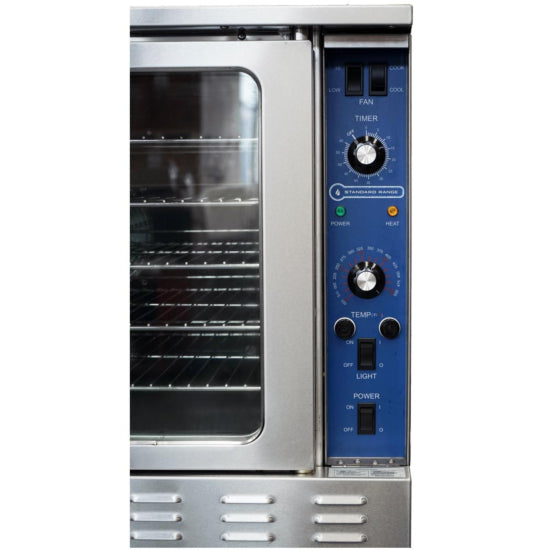 Standard Range SR-COE-SGL-240 Single Deck Full Size Electric Convection Oven - 240V, 1PH, designed for efficient cooking and baking in commercial kitchens, featuring a compact design for optimal heat circulation.