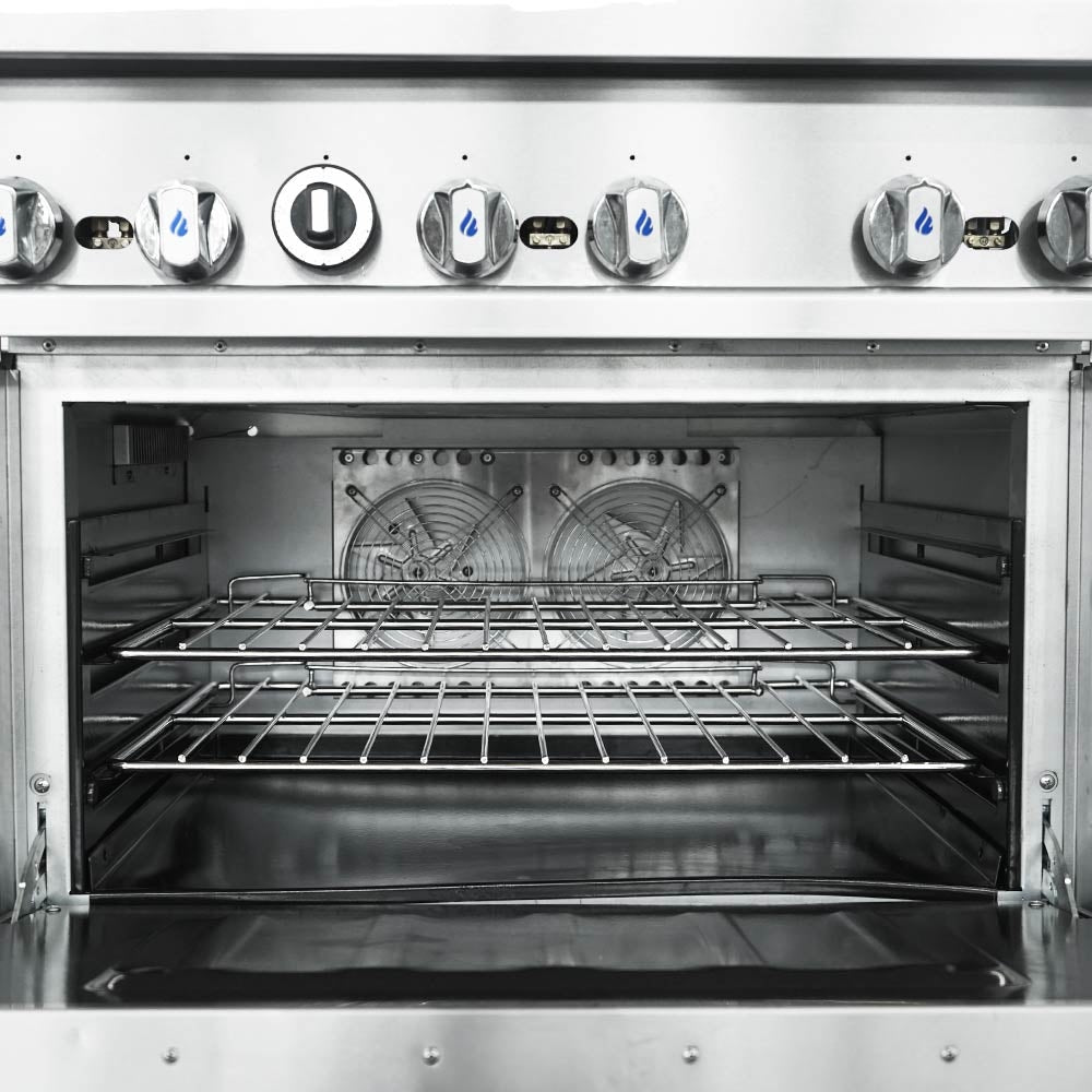 Standard Range SR-CR36-NG 36-inch 6 burner commercial gas range with convection oven natural gas for professional cooking in restaurants cafes and commercial kitchens