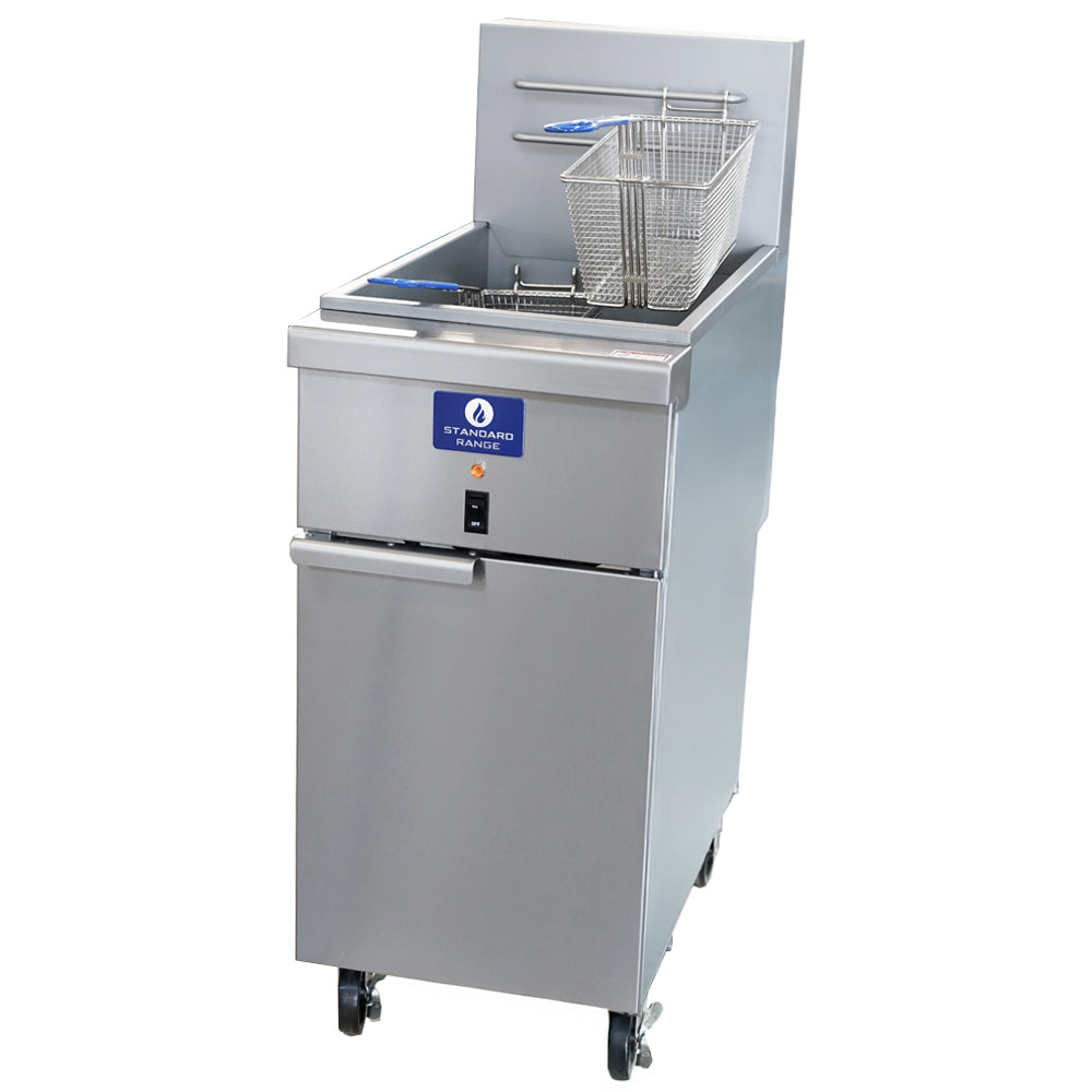 Standard Range SR-EF50-208-3 50lb electric floor fryer 208V 3 phase for high-capacity deep frying in restaurants cafes and commercial kitchens