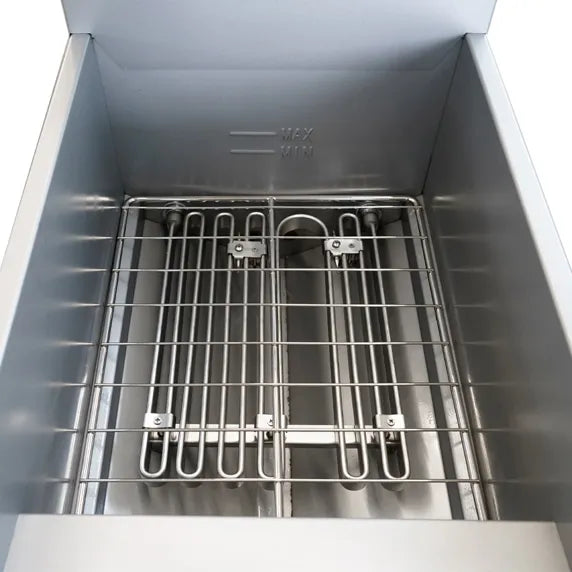 Standard Range SR-EF50-208-1 50 lb electric floor fryer, 208V single phase, ideal for restaurants, commercial kitchens, and foodservice operations. Offers efficient high-capacity frying, rapid heat recovery, and consistent performance for busy professional cooking environments.