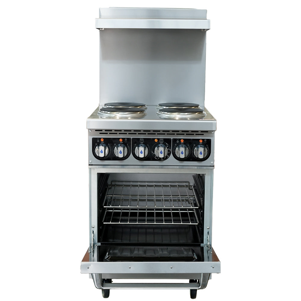 Standard Range SR-ER24-208 24-inch electric range with 4 burners and standard oven 208V 3 phase for efficient cooking in restaurants cafes and commercial kitchens