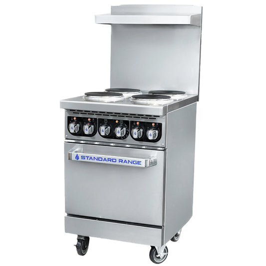 Standard Range SR-ER24-208 24-inch electric range with 4 burners and standard oven 208V 3 phase for efficient cooking in restaurants cafes and commercial kitchens