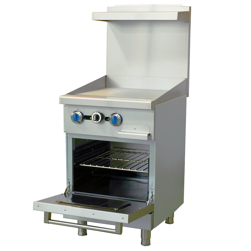 Standard Range SR-R24-24MG-NG 24-inch natural gas commercial range with 24-inch griddle top and oven 93000 BTU for compact cooking in restaurants cafes and commercial kitchens