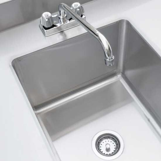 Prepline ST-3060 stainless steel work table with an integrated sink and faucet, perfect for efficient food prep.