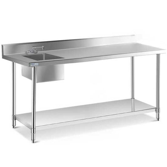 Prepline ST-3072 stainless steel work table featuring a sink and faucet, designed for efficient kitchen workflow.