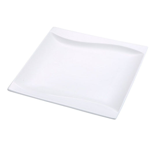Yanco Square Plate SW-110 is an elegant and versatile choice for serving appetizer platters, sharing meals, main courses, and sushi. Crafted from high-quality porcelain, it features a smooth white glaze and distinctive sea wave-shaped sides that bring sophistication to any dining setting. With its spacious 10-inch size, this plate enhances food presentation while maintaining durability for frequent use.