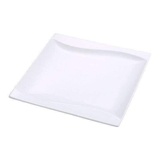 Yanco Square Plate SW-112 is a sophisticated and practical choice for serving large sharing meals, assorted appetizers, and main courses. Crafted from high-quality porcelain, it features a smooth white glaze and distinctive sea wave-shaped sides that add a refined touch to any dining setting. With its spacious 12-inch size, this plate enhances food presentation while maintaining durability for frequent use. 