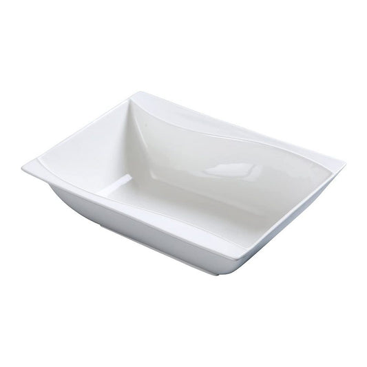 Yanco Rectangular Bowl SW-406 is a refined and versatile choice for serving desserts, side dishes, and appetizers. Crafted from high-quality porcelain, it features a smooth white glaze and distinctive sea wave-shaped sides that add sophistication to any dining setting. With its 8 oz size and 6-inch length, this bowl enhances food presentation while ensuring durability for frequent use.