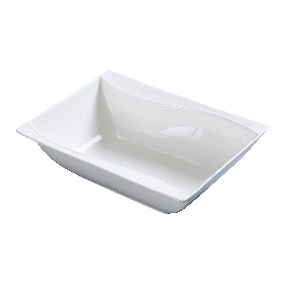 Yanco Rectangular Bowl SW-407 is an elegant and versatile option for serving soups, sides, and main course meals. Crafted from high-quality porcelain, it features a smooth white glaze and distinctive sea wave-shaped sides that add a sophisticated touch to any dining setting. With its 15 oz size and 7.25-inch length, this bowl enhances food presentation while ensuring durability for frequent use. 