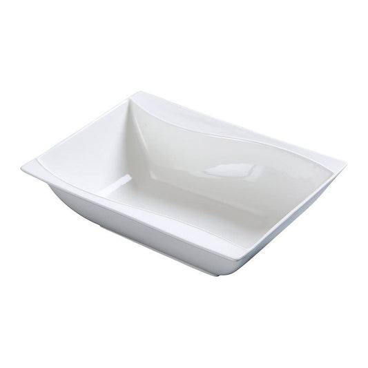 Yanco Rectangular Bowl SW-407 is an elegant and versatile option for serving soups, sides, and main course meals. Crafted from high-quality porcelain, it features a smooth white glaze and distinctive sea wave-shaped sides that add a sophisticated touch to any dining setting. With its 15 oz size and 7.25-inch length, this bowl enhances food presentation while ensuring durability for frequent use. 