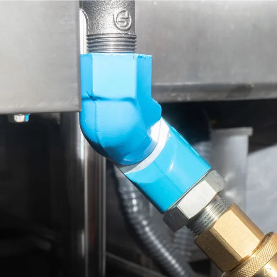 Prepline QD-SWIVEL 3/4-inch swivel connector for gas hose, designed for secure and flexible gas line connections in commercial kitchen and restaurant equipment setups. Durable metal construction allows smooth rotation, leak-resistant fit, and easy installation for safe gas appliance operation safe