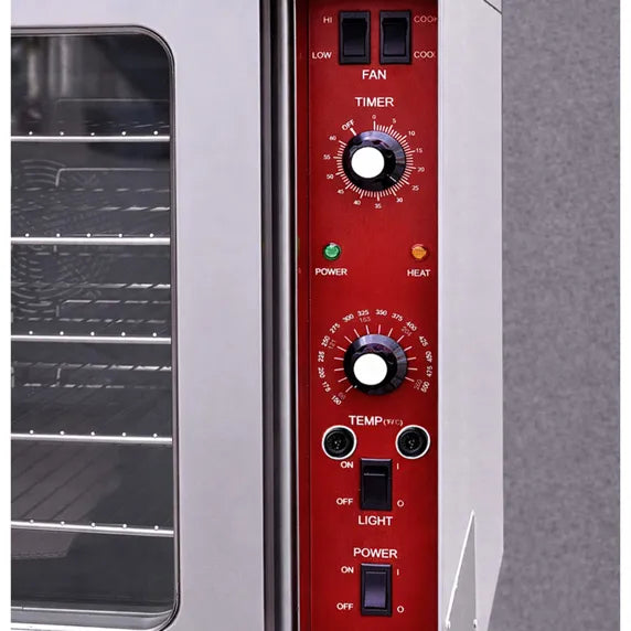 Prepline ENCVC-N-SGL Single Deck Full Size Gas Convection Oven with 54,000 BTU heating power, designed for bakeries, restaurants, cafés, and commercial kitchens. Delivers even heat distribution, reliable baking performance, and efficient cooking for high-volume foodservice operations.