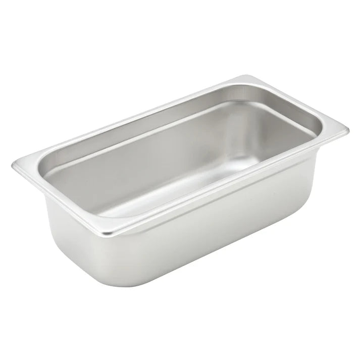 Steam Pan fits snugly on a steam table while its flattened edge prevents steam from escaping around the pan. This model is constructed from durable 22 gauge 18/8 stainless steel. For added convenience, the steam pan can be stacked to save space while its anti-jam design ensures hassle-free separation. This pan is perfect for holding and serving signature casseroles, salads, and more. This model is also NSF listed.