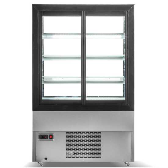 The Marchia TMB36 36-inch Refrigerated Bakery Display Case with straight glass, ideal for displaying a range of baked goods, pastries, and desserts while ensuring they stay fresh and cool. Perfect for bakeries, cafés, and delis.