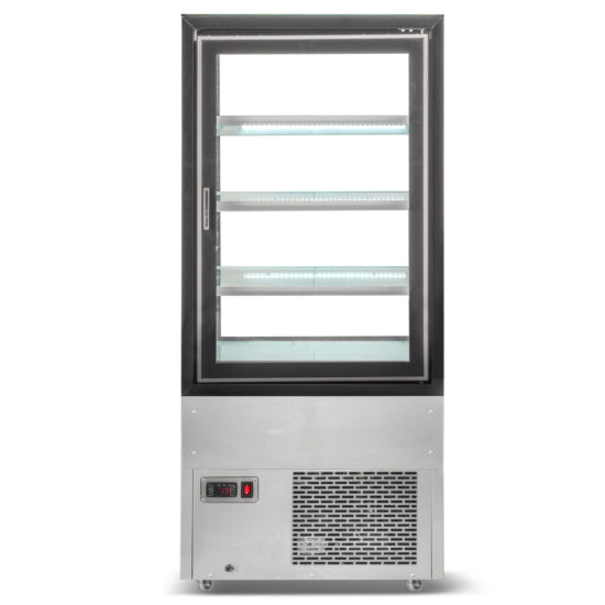 The Marchia TMB25 25-inch Refrigerated Bakery Display Case with straight glass, designed to showcase baked goods, pastries, and desserts while keeping them fresh and at the perfect temperature. Ideal for smaller bakeries, cafés, and delis.