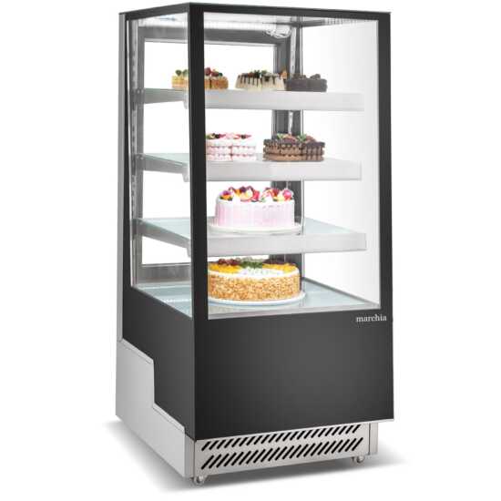 The Marchia TMB25 25-inch Refrigerated Bakery Display Case with straight glass, designed to showcase baked goods, pastries, and desserts while keeping them fresh and at the perfect temperature. Ideal for smaller bakeries, cafés, and delis.