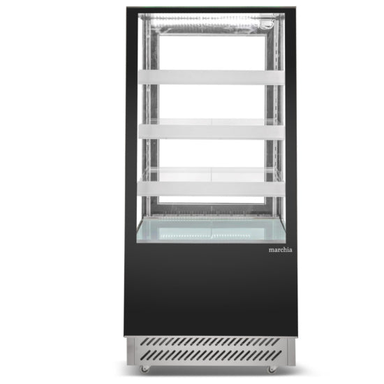 The Marchia TMB25 25-inch Refrigerated Bakery Display Case with straight glass, designed to showcase baked goods, pastries, and desserts while keeping them fresh and at the perfect temperature. Ideal for smaller bakeries, cafés, and delis.