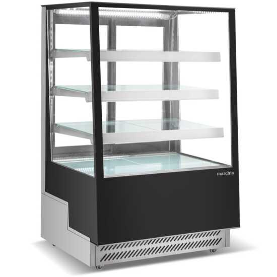 The Marchia TMB36 36-inch Refrigerated Bakery Display Case with straight glass, ideal for displaying a range of baked goods, pastries, and desserts while ensuring they stay fresh and cool. Perfect for bakeries, cafés, and delis.