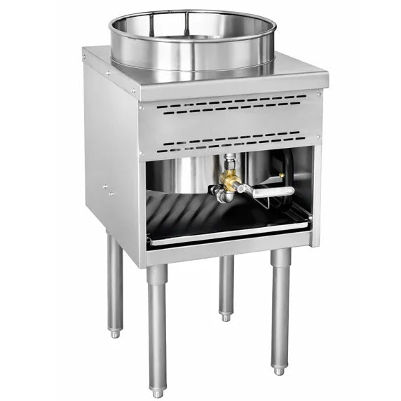 Prepline ENWOKR16N Commercial Natural Gas Wok Range with 16” ring and 125,000 BTU output, designed for high-performance stir-fry cooking in restaurants, Asian kitchens, and commercial foodservice operations. Durable construction delivers powerful heat and efficient cooking performance.