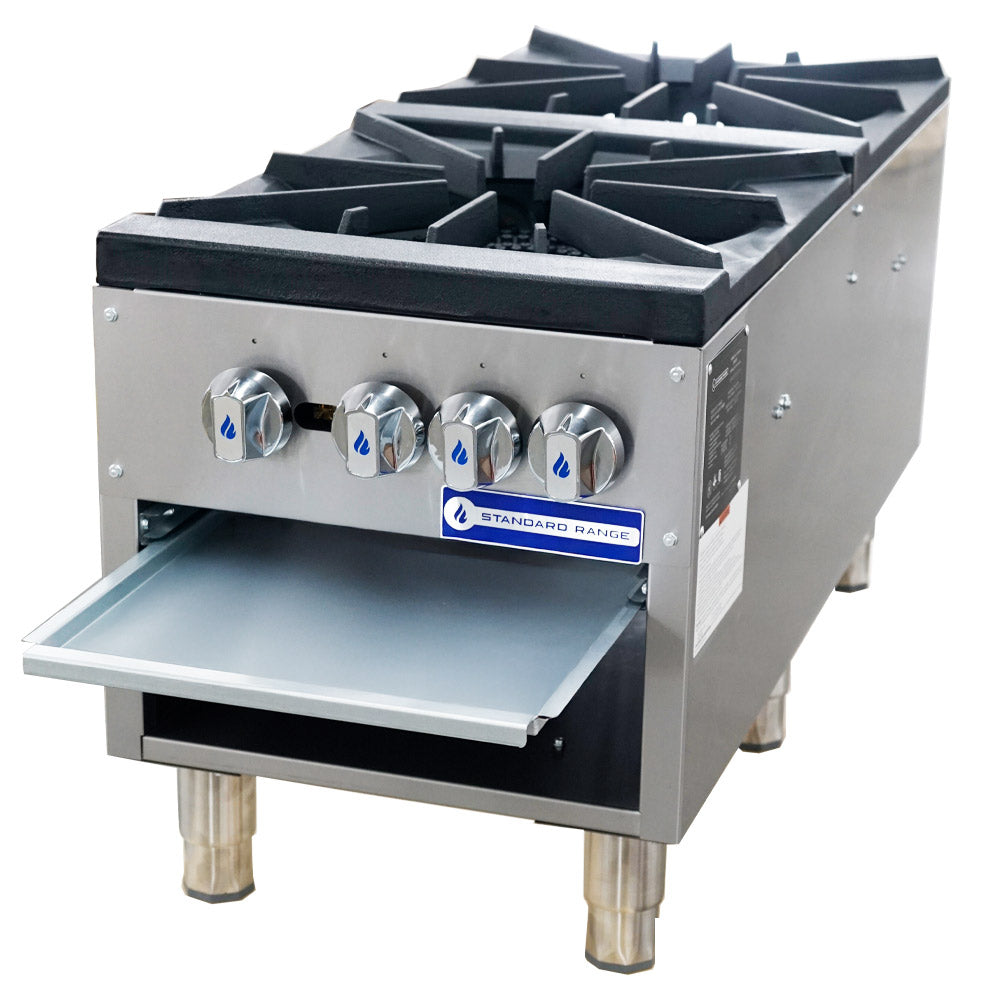 Standard Range SR-SP2 double 18-inch burner commercial gas stock pot range 160000 BTU for high-capacity boiling and stock preparation in restaurants and commercial kitchens