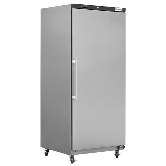 Unity U-22RE 31-inch economy solid door commercial reach-in refrigerator with stainless steel construction, digital temperature control, and energy-efficient design, ideal for restaurants, cafes, and commercial kitchens.