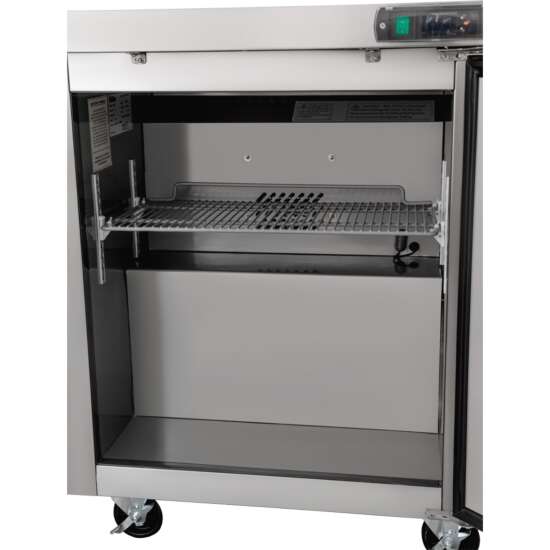 Coldline UCN-29R 29-inch narrow-depth undercounter worktop refrigerator, featuring a compact design and stainless steel construction, ideal for maximizing space in commercial kitchens.