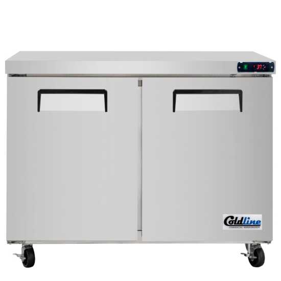 The Coldline UCN-48R is a 48-inch narrow depth undercounter worktop refrigerator, offering efficient fresh ingredient storage in tight spaces while providing a sturdy surface for food preparation.