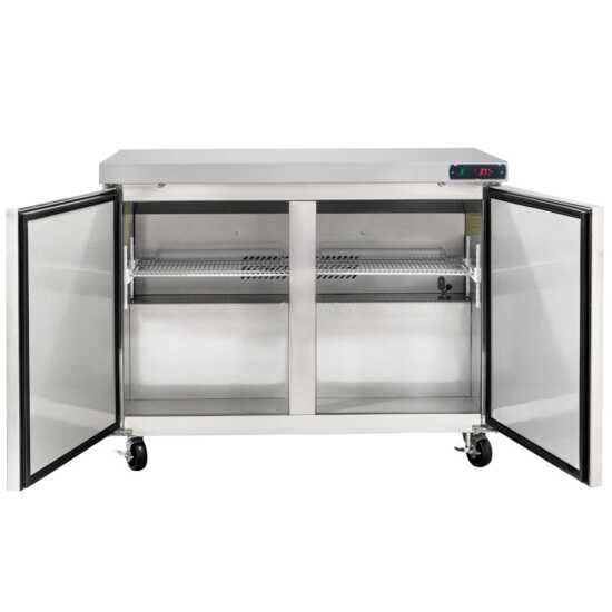 The Coldline UCN-48R is a 48-inch narrow depth undercounter worktop refrigerator, offering efficient fresh ingredient storage in tight spaces while providing a sturdy surface for food preparation.