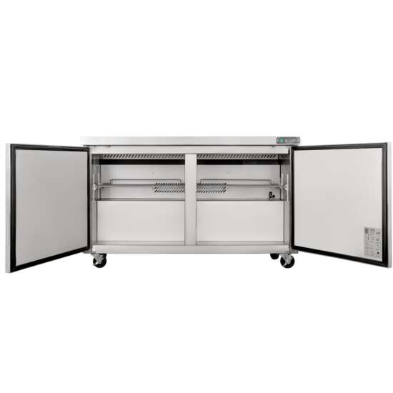Coldline UCN-60R 60-inch narrow-depth undercounter worktop refrigerator with a spacious design, stainless steel construction, and efficient cooling, perfect for commercial kitchen storage.