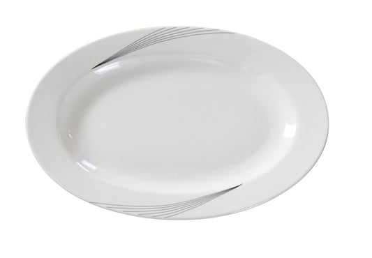 Yanco Platter UR-214 offers a refined and durable solution for elegant food presentation. Crafted from high-quality porcelain with a smooth white glaze, this 14-inch by 10.5-inch round platter is perfect for serving vegetables, cold cuts, fresh greens, and appetizers. Designed to complement any banquet, fine-dining restaurant, or catering event, its timeless style enhances any table setting. 