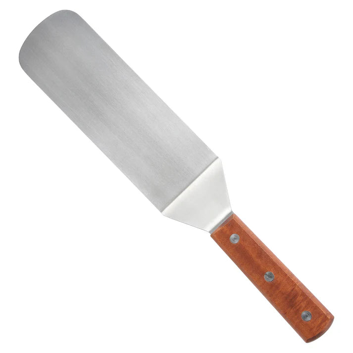 Flexible Turner w/ Offset 12/Pack features a thin, flat stainless steel blade, easily glides under delicate foods and is durable enough to endure high-volume cooking on a grill or griddle. For added convenience, this turner is built with a wooden handle, for a comfortable grip while keeping your hands safely away from the heat. Great to use for flipping pancakes, burgers or panini. This model is also dishwasher safe for quick and easy cleaning.