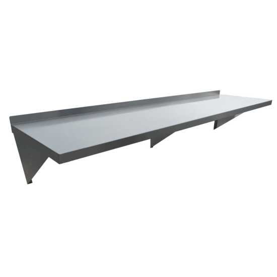 Prepline PWS-1872 18"x72" stainless steel wall-mount shelf provides an efficient storage solution for commercial kitchens, restaurants, and homes. This durable and rust-resistant shelf is perfect for organizing kitchen tools, equipment, and supplies. Its large 18"x72" surface allows for optimal space utilization while maintaining a sleek, modern appearance. Ideal for food prep areas, workstations, and storage rooms, it ensures easy cleaning and long-lasting performance.