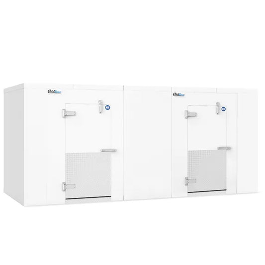 Coldline 10x20 walk-in cooler and freezer combo box with insulated floor, heavy-duty construction, and large dual-temperature storage capacity for refrigerated and frozen products. Perfect for restaurants, grocery stores, warehouses, and commercial kitchens needing reliable cold storage solutions.