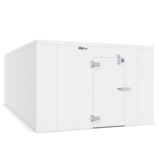 A Coldline 10 x 18 walk-in refrigerator cooler box designed for commercial kitchens. Features a large, well-insulated interior with durable walls and a secure door, providing consistent temperature control for efficient food storage and preservation in professional environments.