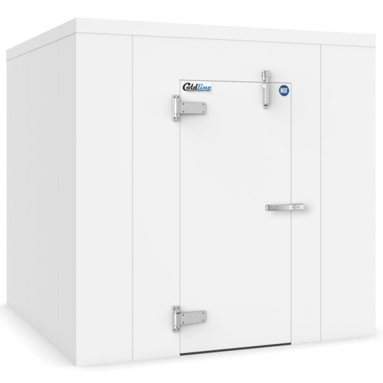 A Coldline 8 x 8 walk-in refrigerator cooler box designed for commercial use. Offers a spacious interior with insulated walls and a secure door for reliable temperature control. Ideal for preserving food and beverages in professional kitchen settings.