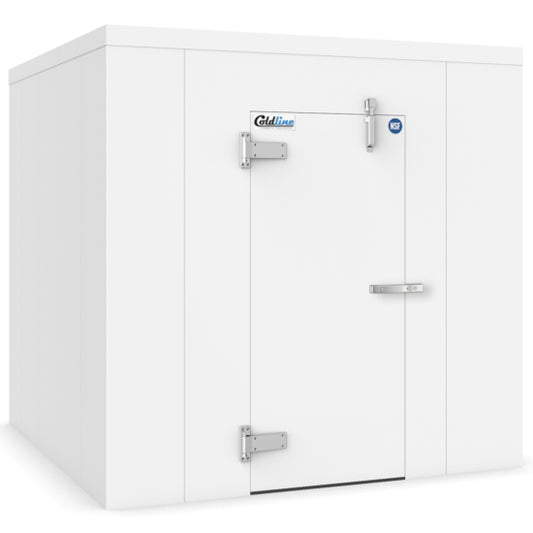 A Coldline 8 x 8 walk-in refrigerator cooler box designed for commercial use. Offers a spacious interior with insulated walls and a secure door for reliable temperature control. Ideal for preserving food and beverages in professional kitchen settings.