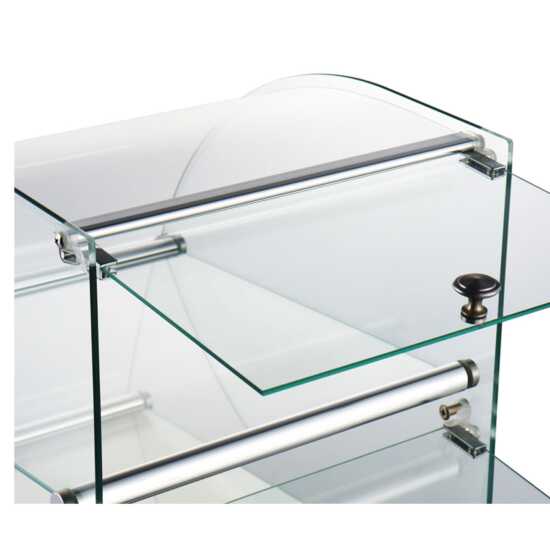 Marchia CA70 Curved Glass Dry Countertop Food Display Case, ideal for presenting baked goods, pastries, and snacks with style and visibility in cafes, bakeries, and food service establishments.