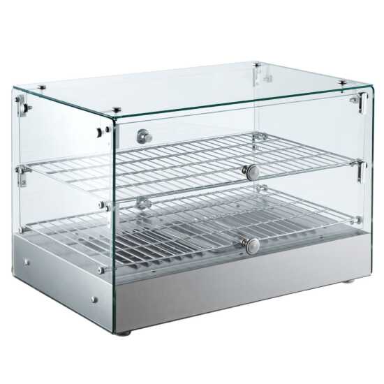 Marchia HSA50 22" straight glass countertop hot food display warmer, ideal for keeping hot snacks, sandwiches, and meals warm and visible, perfect for cafés, delis, or convenience stores.