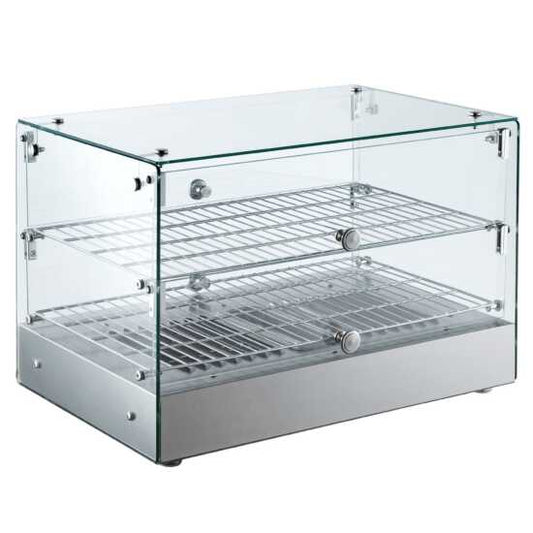 Marchia HSA50 22" straight glass countertop hot food display warmer, ideal for keeping hot snacks, sandwiches, and meals warm and visible, perfect for cafés, delis, or convenience stores.