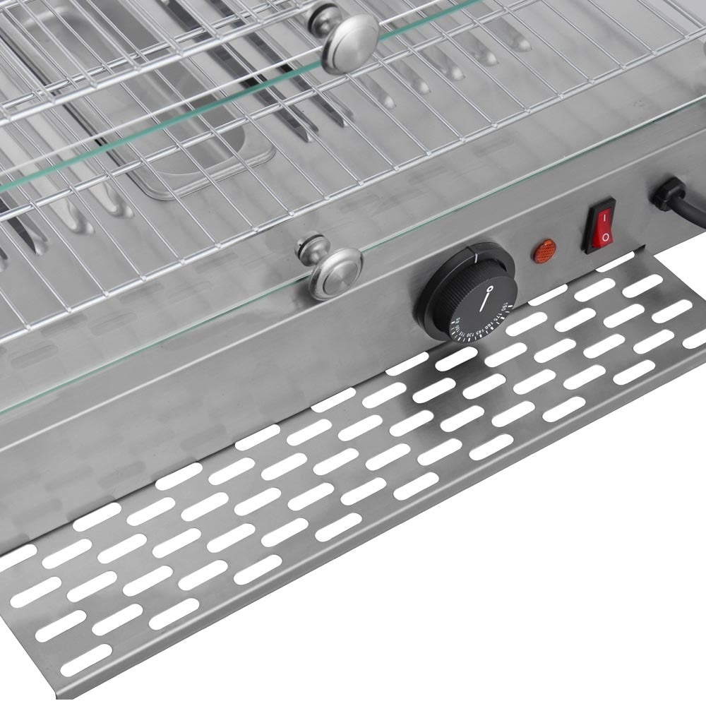 Marchia HSA50 22" straight glass countertop hot food display warmer, ideal for keeping hot snacks, sandwiches, and meals warm and visible, perfect for cafés, delis, or convenience stores.