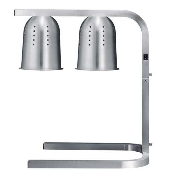 Prepline WL550 Freestanding Heat Lamp with 2 Bulbs, 120V, 500W - Ideal for keeping food warm and ready to serve in restaurants, buffets, and catering events with adjustable height and angle.