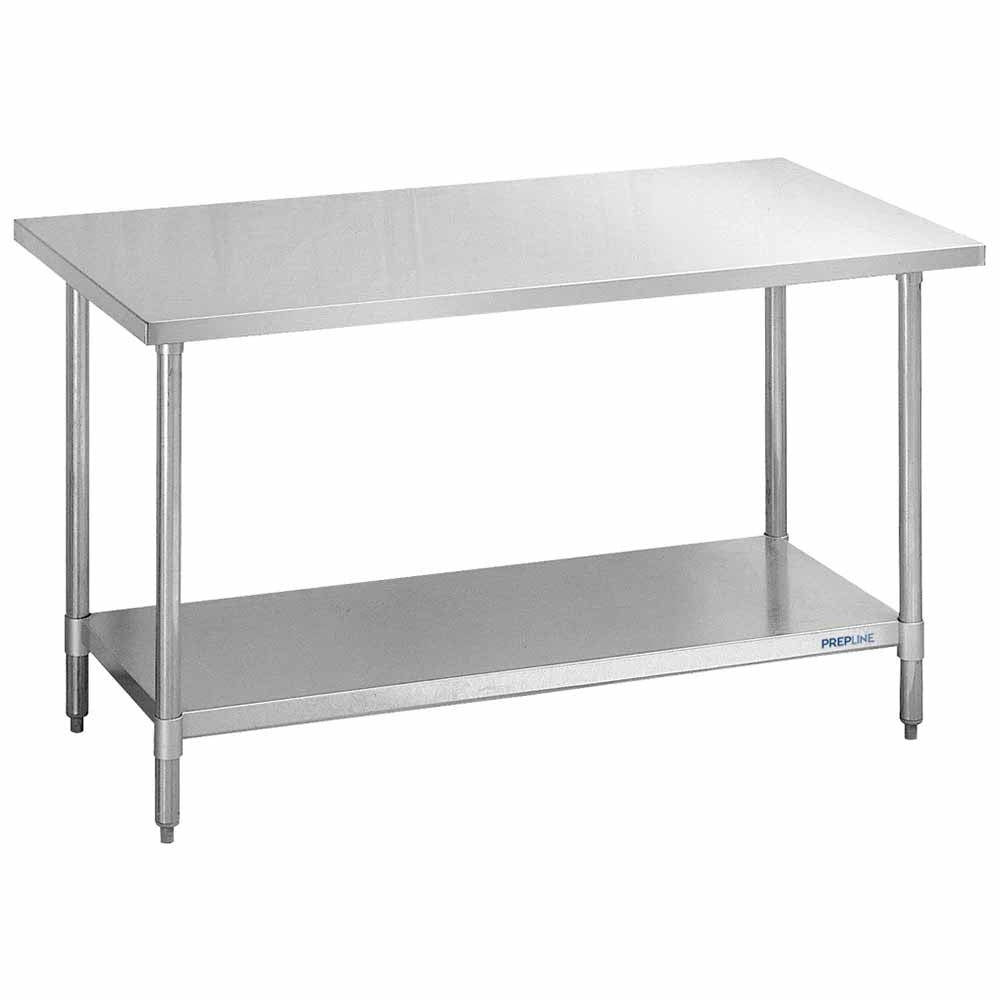 Prepline 30" x 48" stainless steel worktable with undershelf, ideal for organizing workspace in professional kitchens.