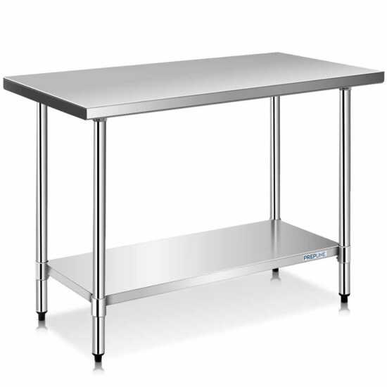 Prepline PWTG-3060 30"D x 60"L stainless steel worktable featuring an undershelf for enhanced kitchen storage and organization.