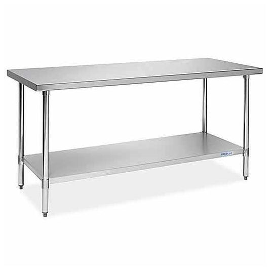 Prepline PWTG-2472 24"D x 72"L stainless steel worktable featuring an undershelf for optimal storage and organization in commercial kitchens.
