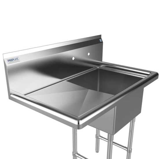 The Prepline 38" stainless steel one-compartment commercial sink with a left drainboard and 18" x 18" bowl offers a durable and efficient cleaning solution for food prep in busy commercial kitchens.