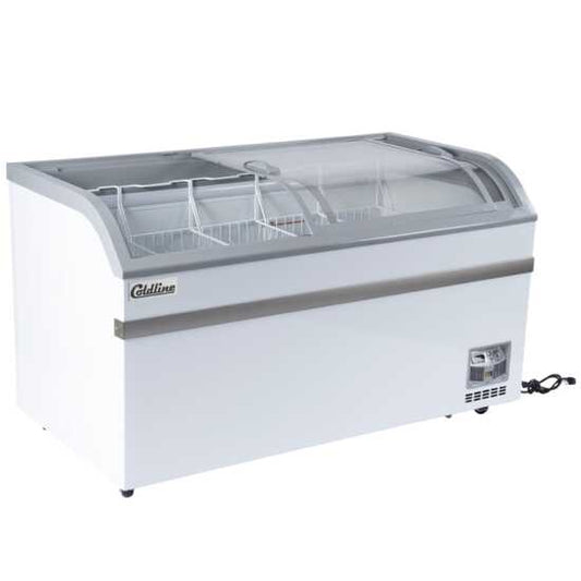 Coldline Curved Glass Ice Cream Freezer with LED Lighting