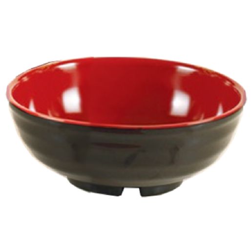 Yanco Noodle Bowl CR-538 It is made from durable and reliable melamine material, which makes the bowl look like ceramics. You can use these unique round bowls to serve such Asian dishes like rice, miso soup, noodles or salads. Thanks to the stylish Black & Red collection style, the bowl will perfectly fit any food-serving establishment design. Melamine tableware is an ideal solution for those who choose high-quality, durable and affordable dinnerware for presenting their food. 