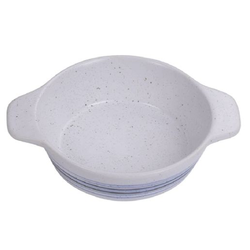 Yanco Bake Dish With Ears OC-506 is a versatile and elegant addition to any kitchen. With a 7-ounce capacity, this round dish is ideal for baking casseroles, desserts, and side dishes. Designed with convenient side handles for easy handling, it combines functionality with a stylish touch. Crafted from high-quality porcelain with a durable glazed finish, it offers excellent resistance to heat and everyday use. 