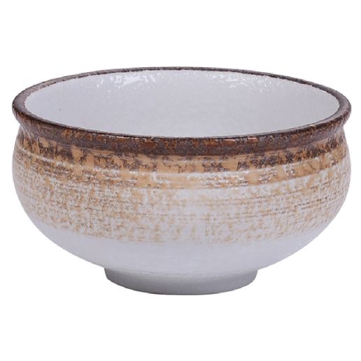 Yanco Onion Soup Crack RO-2703 is a stylish and durable choice for serving onion soup, stews, and other hot dishes. Made from high-quality porcelain with a glazed finish, this round crock features a refined two-tone design in white and brown. Measuring 4.5 inches in diameter with a height of 2.5 inches, it offers a 10-ounce capacity, making it ideal for individual servings. Its pebbled texture enhances both visual appeal and heat retention, ensuring soups stay warm longer. 